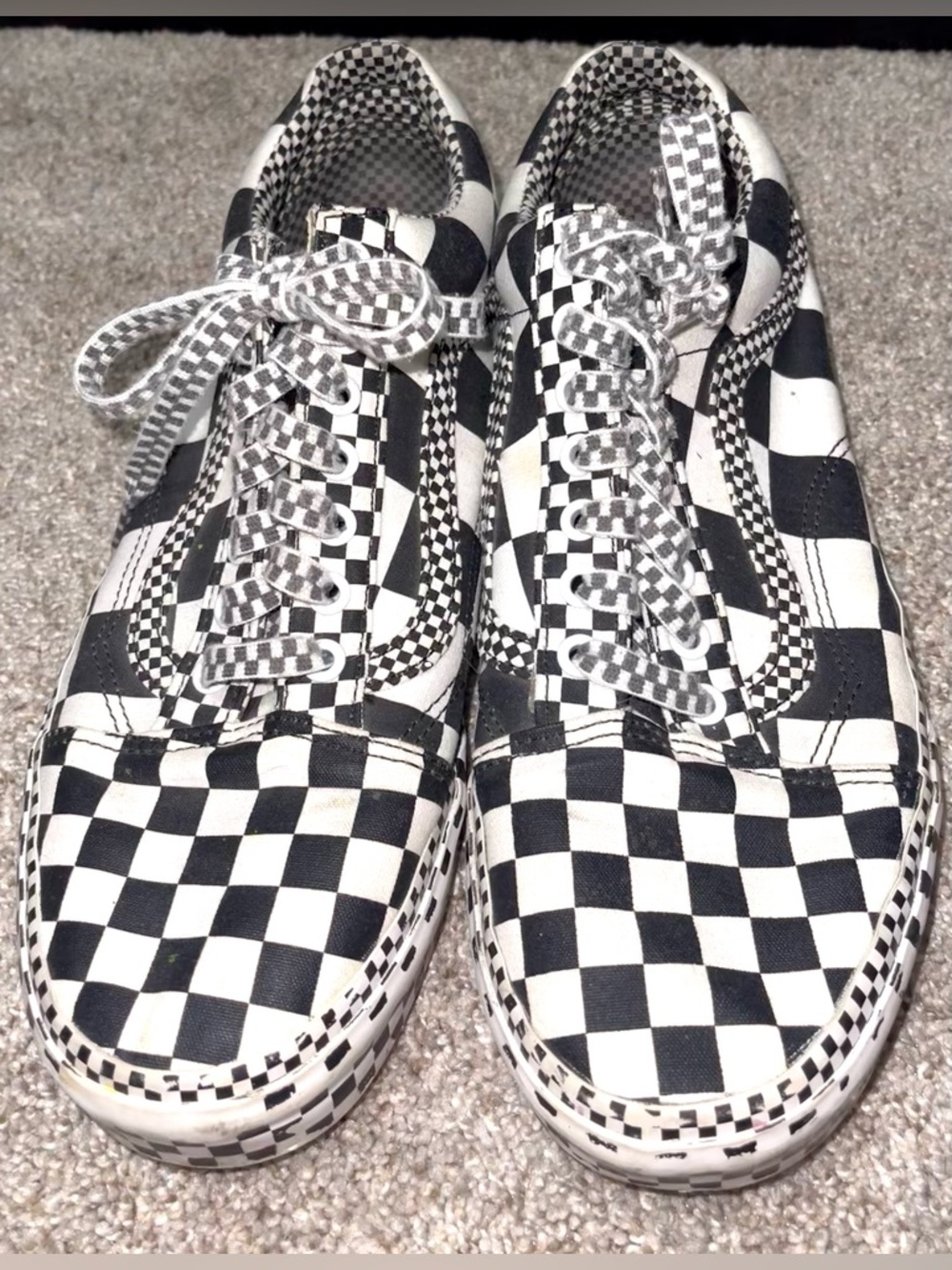 Vans Old Skool All Over checkerboard 10.5 12 black white shoe